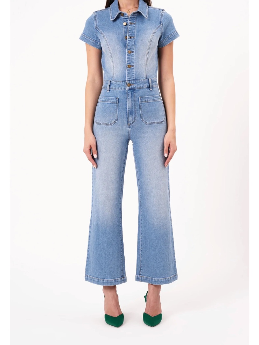 ROLLA'S Short-Sleeve Denim Sailor Jumpsuit NWT